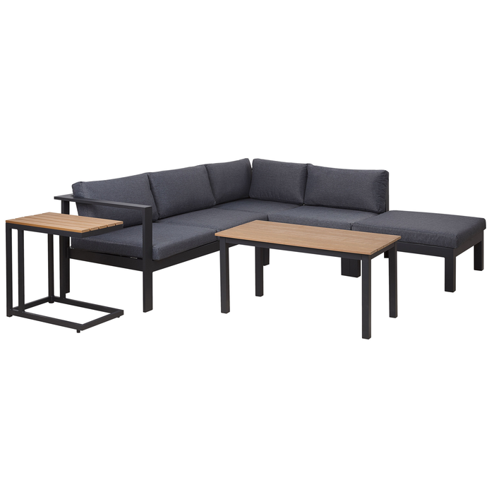 Beliani - MESSINA - Loungeset voor 5 - Zwart - Aluminium