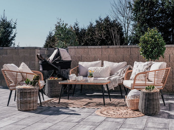 Beliani - CORINTH II - Loungeset voor 4 - Natuurlijk - PE rotan