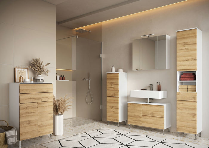 Germania Torrance Wastafelonderkast 80 cm Wit | Eiken