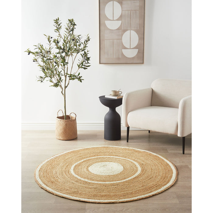 Beliani-HALFELI-Laagpolig vloerkleed-Gebroken wit- 140 cm-Jute