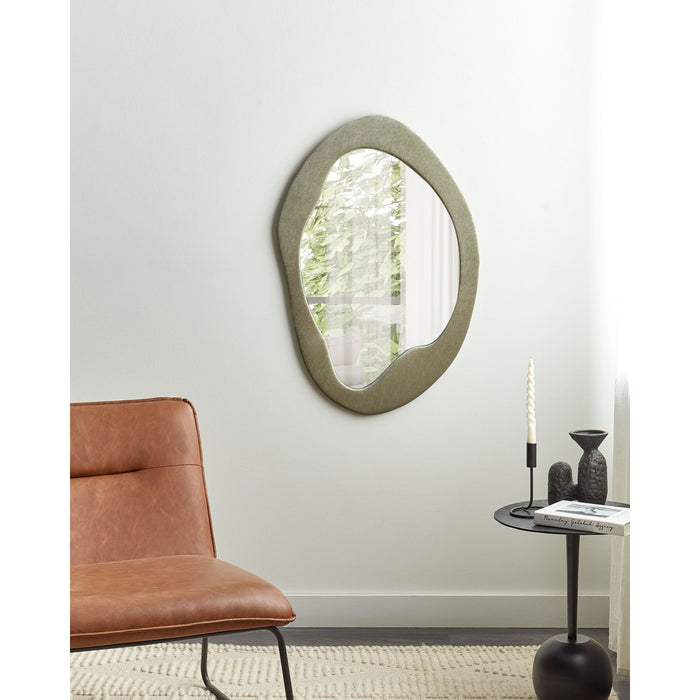 Beliani - LENAX - Wandspiegel - Olijfgroen - Fluweel
