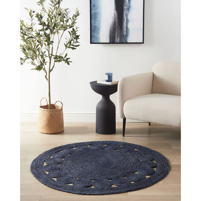 Beliani-KOYUNLU-Laagpolig vloerkleed-Donkerblauw- 120 cm-Jute
