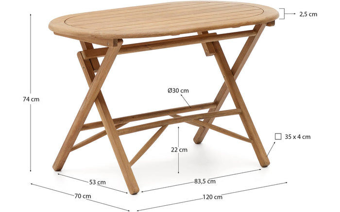 Tuintafel Dandara, Tuintafel inklapbaar 120 x 70 cm