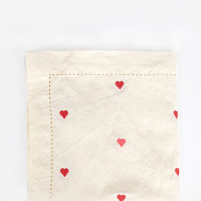 Sissy-Boy Set van 2 beige servetten met roze en rode geborduurde