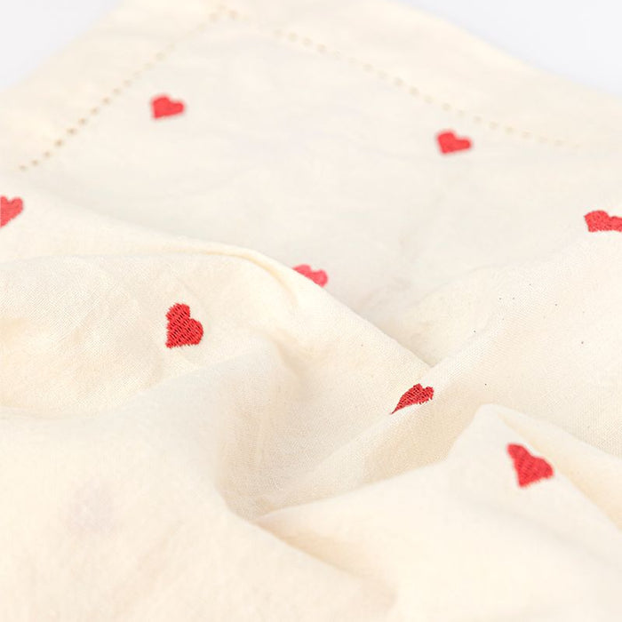 Sissy-Boy Set van 2 beige servetten met roze en rode geborduurde