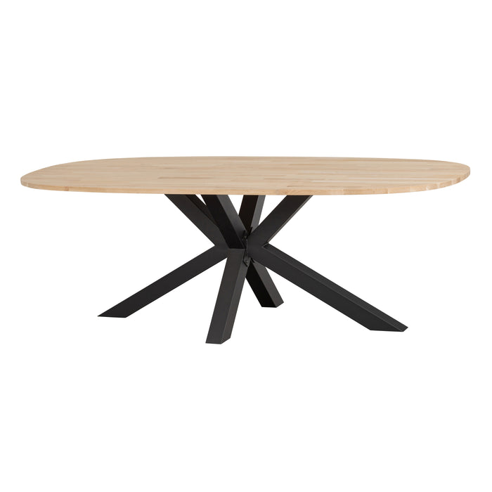 WOOOD Tablo Ovaal-Ellips met kruispoot - Eiken onbehandeld - 75x220x90
