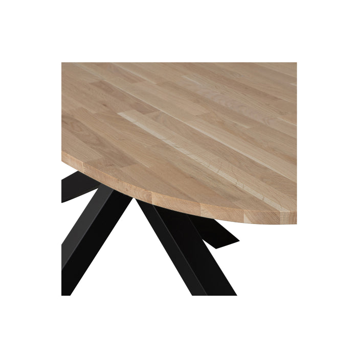 WOOOD Tablo Ovaal-Ellips met kruispoot - Eiken onbehandeld - 75x220x90