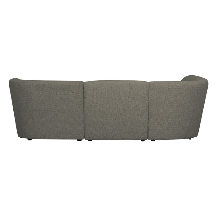 WOOOD Coco 3-Zits Ronding Links - Bouclé - Warm Groen - 70x230x138