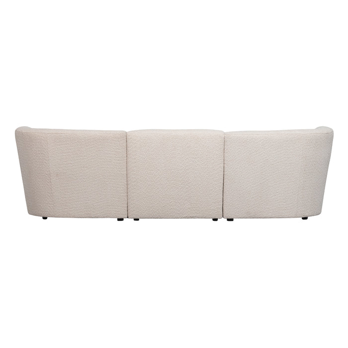 WOOOD Coco 3-Zits Bank - Bouclé - Creme - 70x227x72