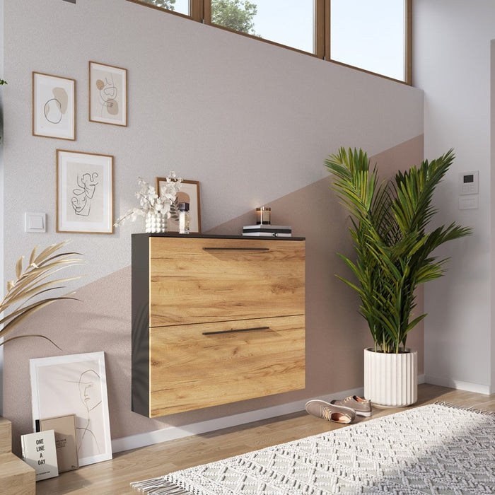 Germania Wildomar Schoenenkast 2 Kleppen Grafiet | Eiken