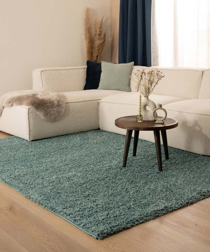 Tapeso Hoogpolig vloerkleed shaggy Trend effen - lichtblauw - 200x300