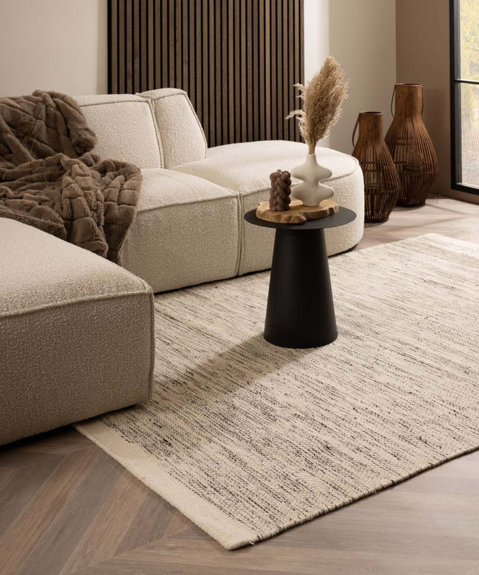 Nordic Weavers Wollen vloerkleed - Ulstein wit|zwart - 120x170 cm