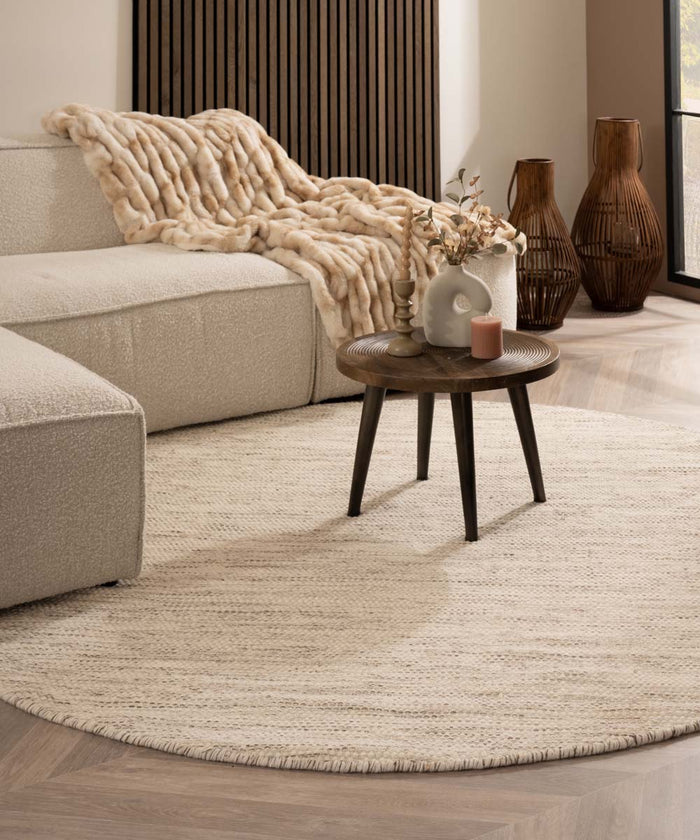 Nordic Weavers Rond wollen vloerkleed - Ulstein wit|grijs - 300 cm