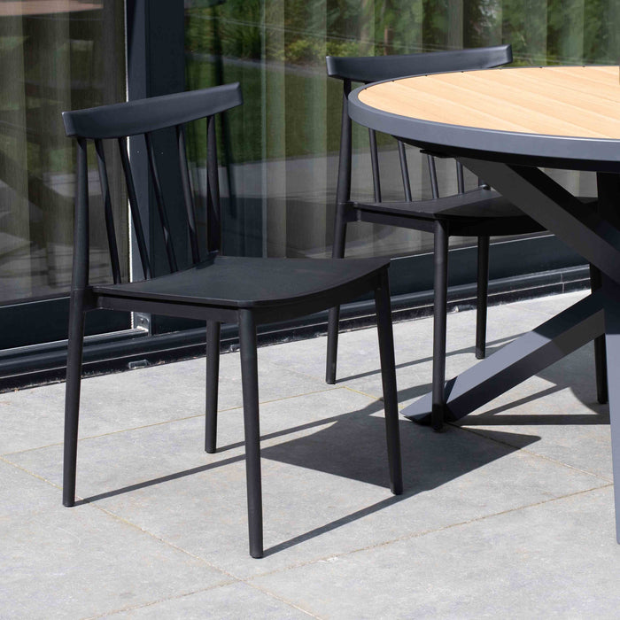 Giga Meubel - Tuinstoelen Stapelbaar - Zwart - Kunststof - Set van 2