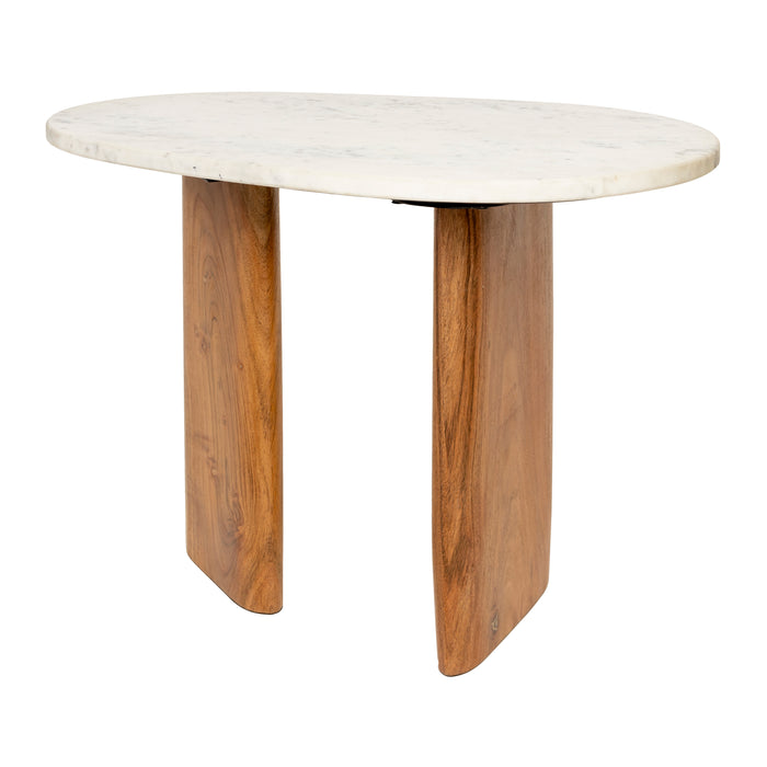 by fonQ Serenity Bijzettafel Marmer en Acaciahout - Wit