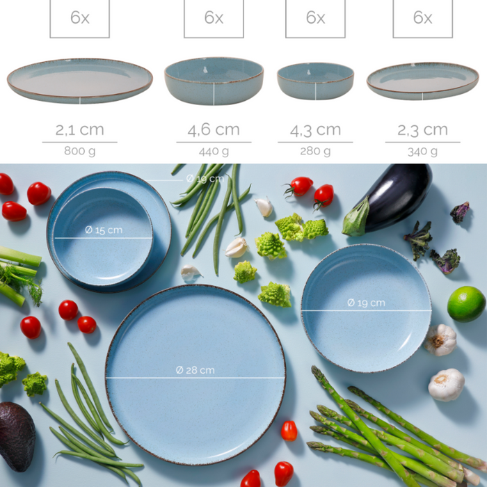 Palmer Serviesset Antigo Porselein 6-persoons 24-delig Blauw