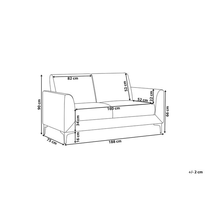 Beliani - FENES - Driezitsbank - Zwart - Polyester