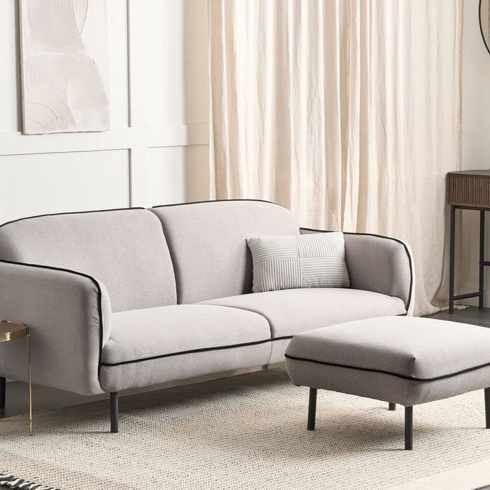 Beliani-TONSBERG-Driezitsbank met ottomaan-Lichtgrijs-Polyester