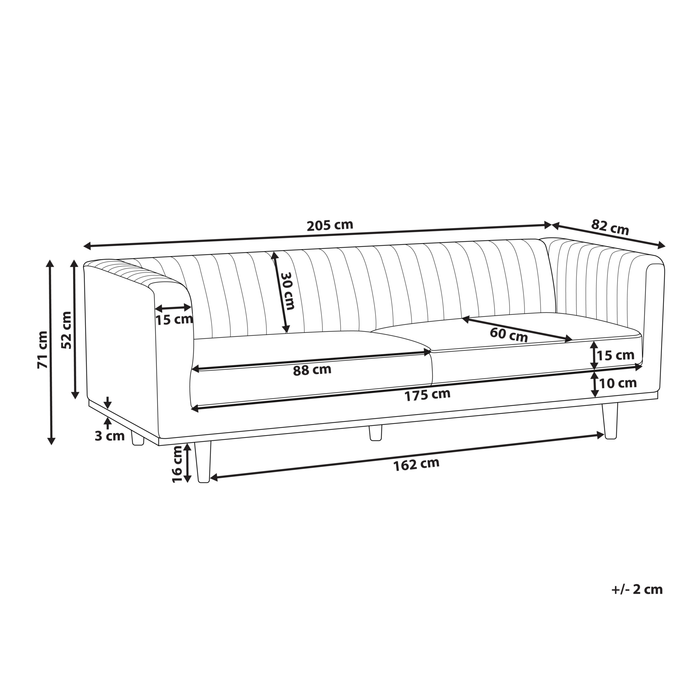 Beliani - SKAULE - Driezitsbank - Lichtgrijs - Polyester