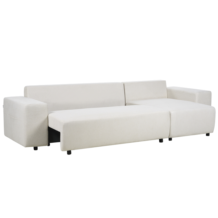 Beliani-LUSPA-Hoekbank met opbergruimte-Lichtbeige-Linkszijdig-Stof