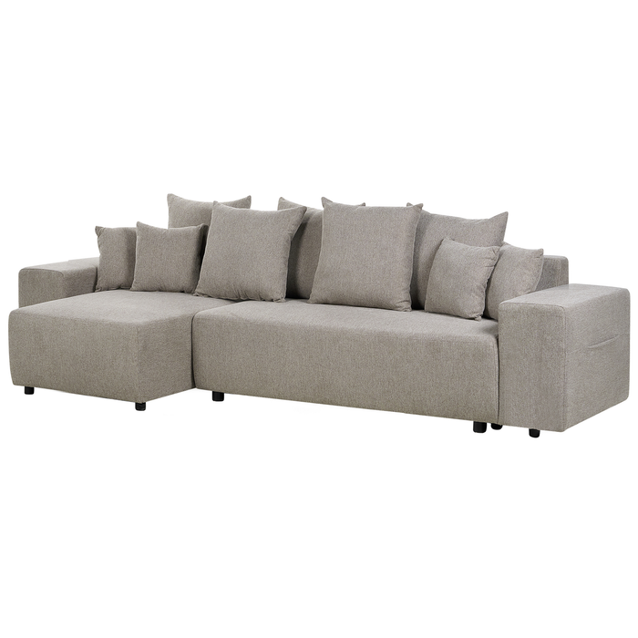 Beliani-LUSPA-Hoekbank met opbergruimte-Taupe-Rechtszijdig-Stof