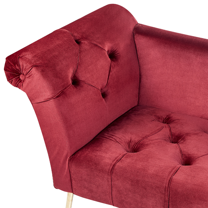 Beliani - NANTILLY - Chaise longue - Donkerrood - Fluweel