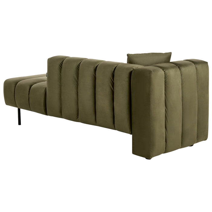 Beliani - LANNILS - Chaise longue - Olijfgroen - Linkszijdig - Fluweel
