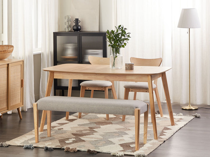 Beliani - ELYRIA - Bankje - Lichthout|Grijs - Polyester