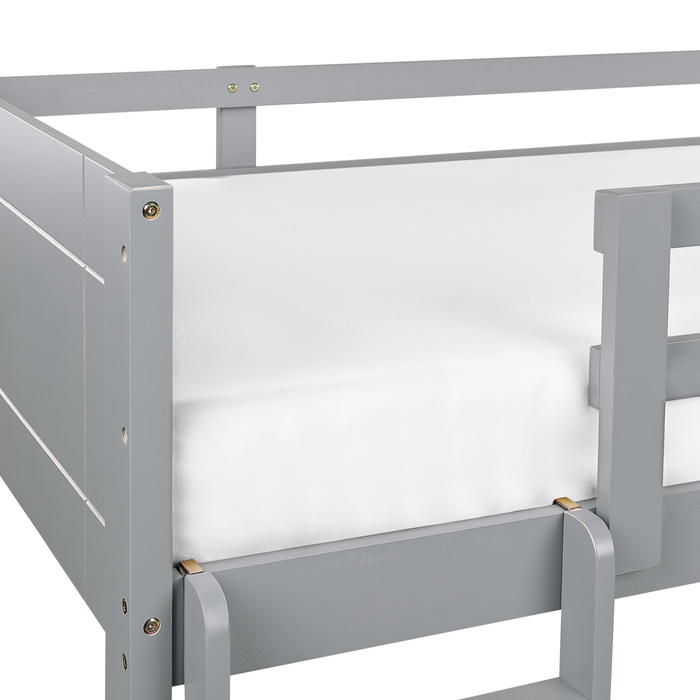 Beliani - MAULDE - Stapelbed - Grijs - 90 x 200 cm - Rubberhout