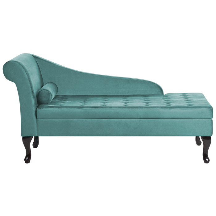 Beliani - PESSAC - Chaise longue - Blauwgroen - Linkerzijde - Fluweel