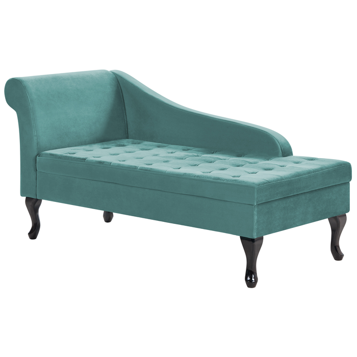 Beliani - PESSAC - Chaise longue - Blauwgroen - Linkerzijde - Fluweel