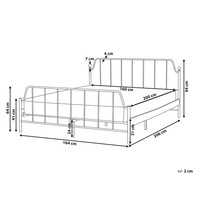 Beliani - MAURESSAC - Tweepersoonsbed - Zwart - 160 x 200 cm - Metaal