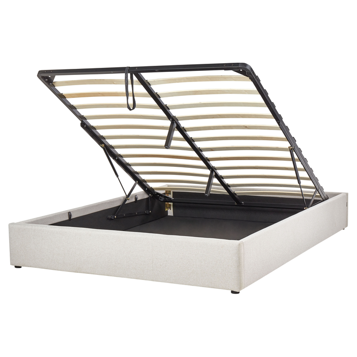 Beliani-DINAN-Tweepersoonsbed-Lichtbeige-160 x 200 cm-Polyester