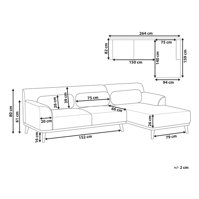 Beliani - SIMOS - Hoekbank - Lichtbeige - Linkszijdig - Corduroy