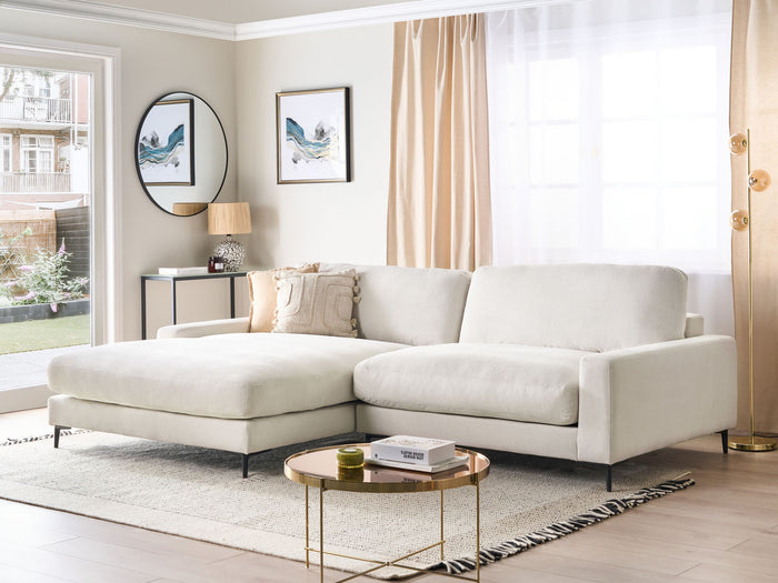 Beliani - MALOY - Hoekbank - Gebroken wit - Rechtszijdig - Polyester