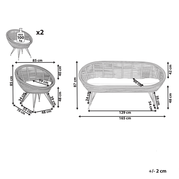 Beliani - MARATEA - Loungeset 4-zits - Lichtbeige - Rotan