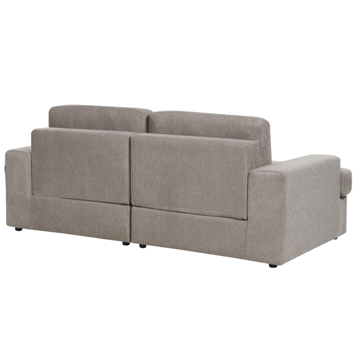 Beliani - ALLA - Driezitsbank - Taupe - Polyester