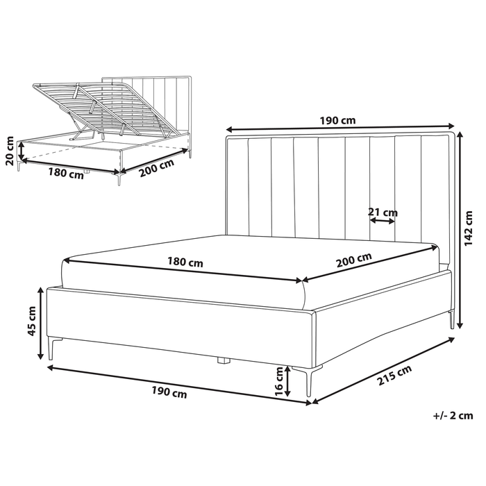 Beliani-SEZANNE -Bed met opbergruimte-Donkergroen-180 x 200 cm-Fluweel