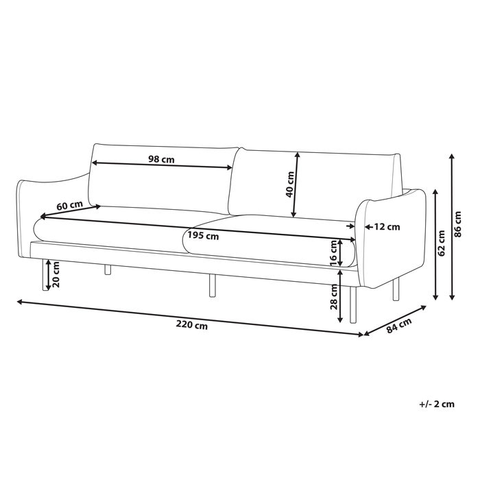 Beliani - VINTERBRO - Driezitsbank - Blauw - Polyester