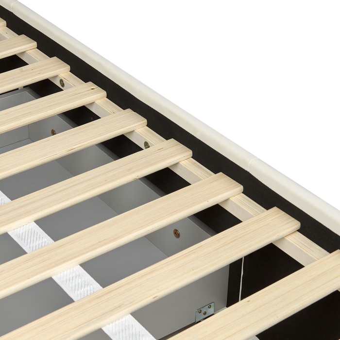 Beliani-LIEVIN-Bed met opbergruimte-Lichtbeige-140 x 200 cm-Fluweel