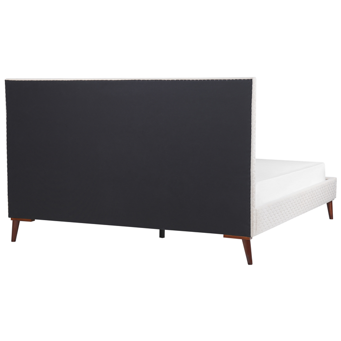 Beliani-BAYONNE-Tweepersoonsbed-Gebroken wit-180 x 200 cm-Fluweel