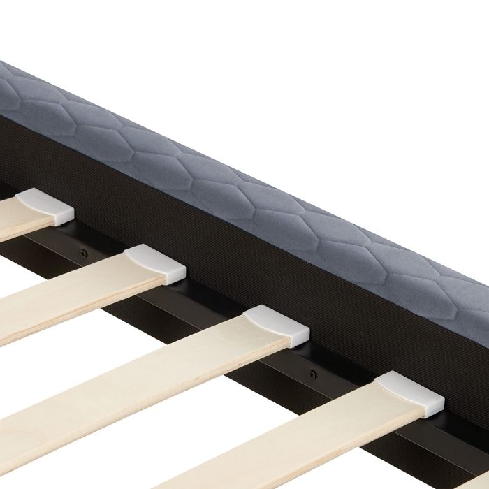 Beliani - BAYONNE - Eenpersoonsbed - Grijs - 90 x 200 cm - Fluweel