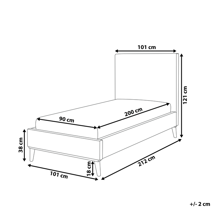 Beliani - BAYONNE - Eenpersoonsbed - Grijs - 90 x 200 cm - Fluweel