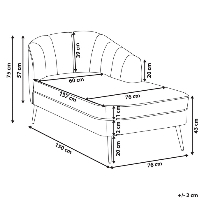 Beliani - ALLIER - Chaise longue - Groen - Linkerzijde - Bouclé