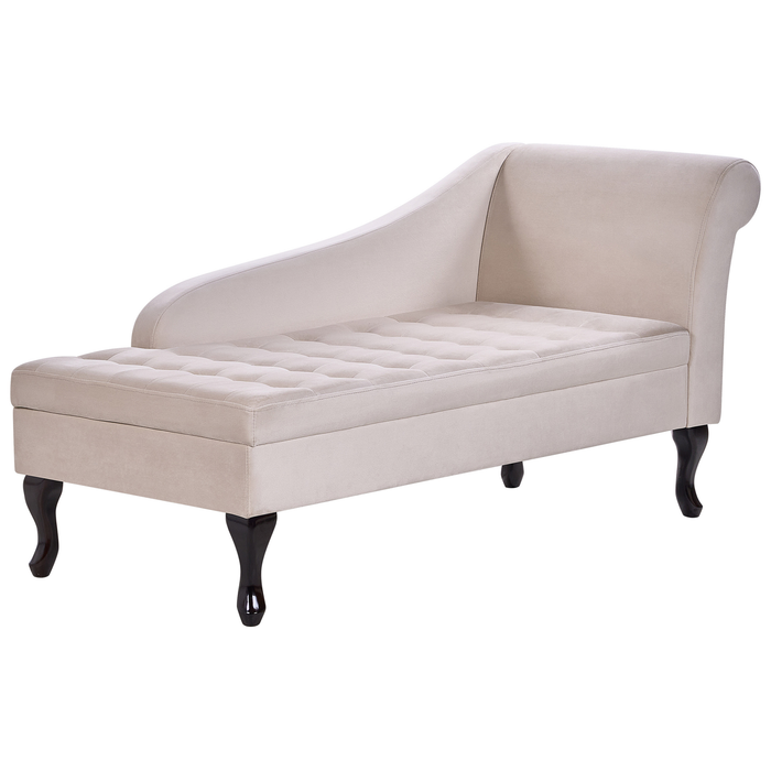 Beliani - PESSAC - Chaise longue - Lichtbeige - Rechterzijde - Fluweel