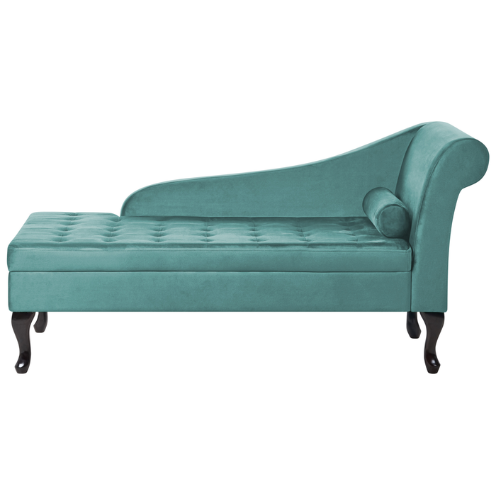 Beliani - PESSAC - Chaise longue - Blauwgroen - Rechterzijde - Fluweel
