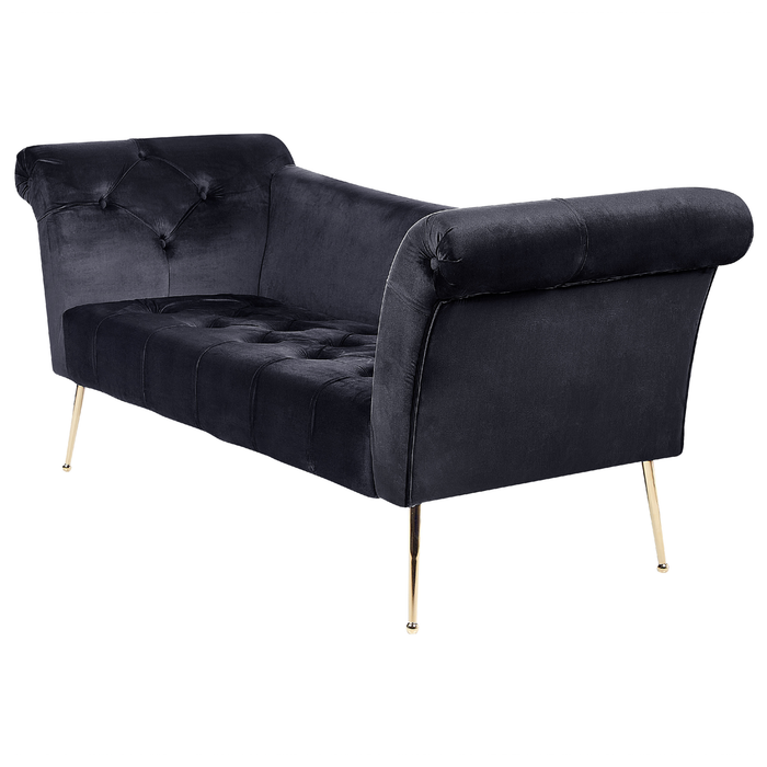 Beliani - NANTILLY - Chaise longue - Zwart - Fluweel