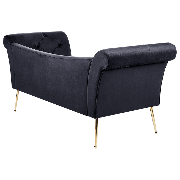 Beliani - NANTILLY - Chaise longue - Zwart - Fluweel