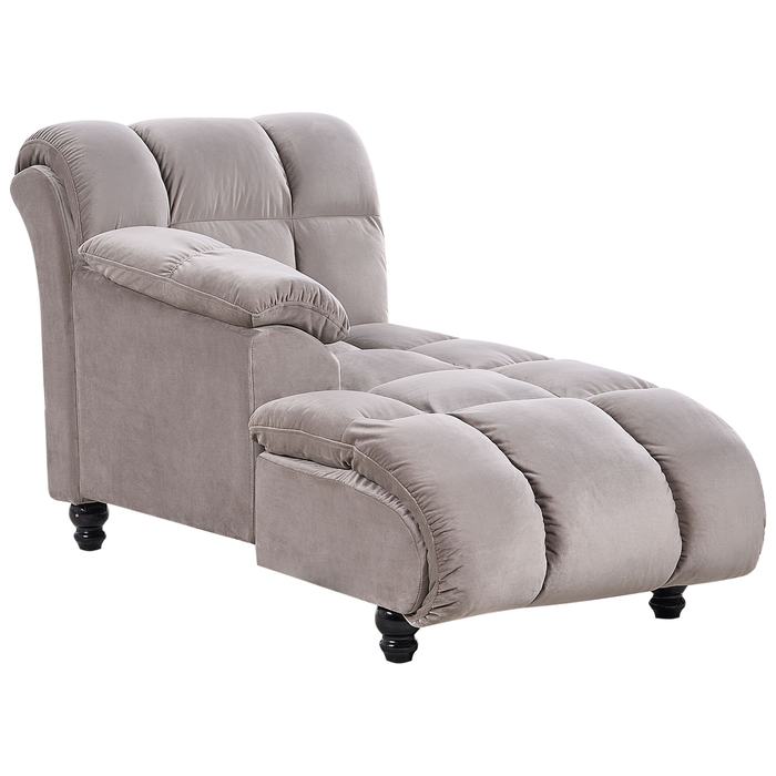 Beliani - LORMONT - Chaise longue - Taupe - Rechterzijde - Fluweel