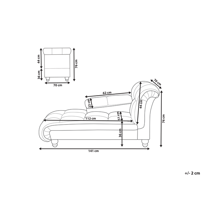 Beliani - LORMONT - Chaise longue - Taupe - Rechterzijde - Fluweel